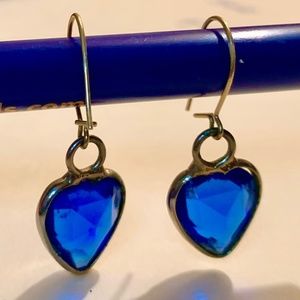 Cobalt Blue Beveled Glass Earrings